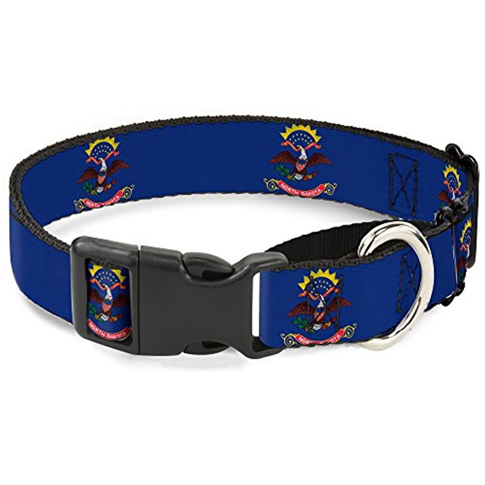 buckle-down martingale dog collar - north dakota flags - 1" wide - fits 15-26" neck size - large