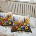 thumbnail image 7 of Waterproof Throw Pillow Covers Set of 2, 24x24 Inch Farmhouse Flowers Decorative Pillowcases Outdoor Pillow Slip Cushion Covers Set for Couch Tent Country Botanical Floral Oil Painting, 7 of 7