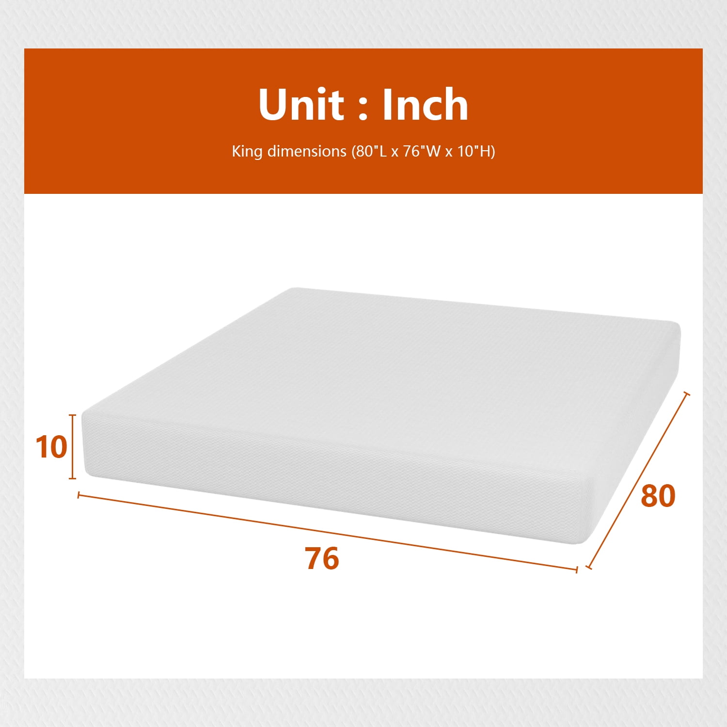 PayLessHere 10 Inch King Mattress Base Foam Mattress CertiPUR-US Certified,Removable Soft Cover,King mattresses for Bed Frame, Bunk Bed, Trundle, Daybed,White