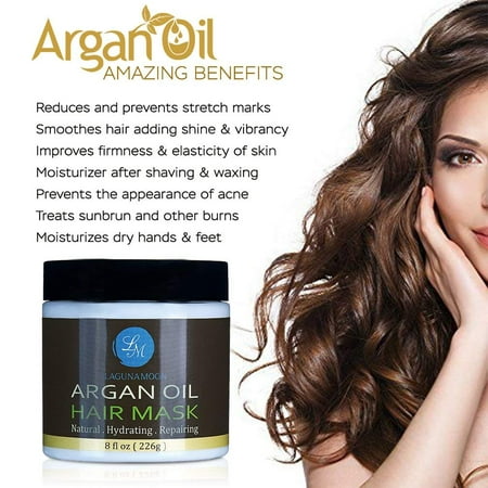 Argan Oil Hair Mask,Natural Deep Conditioner Hair Treatment Therapy for Damaged ,Dry Hair 8 oz,Nourishing Promotes Healing and Natural Hair