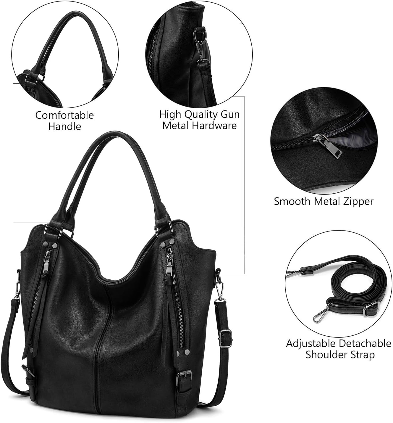 Kwuty Tote Bag for Women PU Leather Shoulder Bags Fashion Hobo Bags Large Purse and Handbags with Adjustable Shoulder Strap