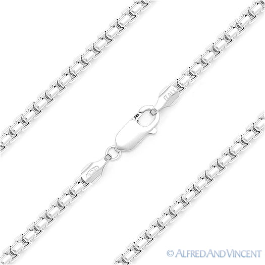 1.5mm Round Box Link Italian Chain Necklace in Solid .925 Italy Sterling Silver 