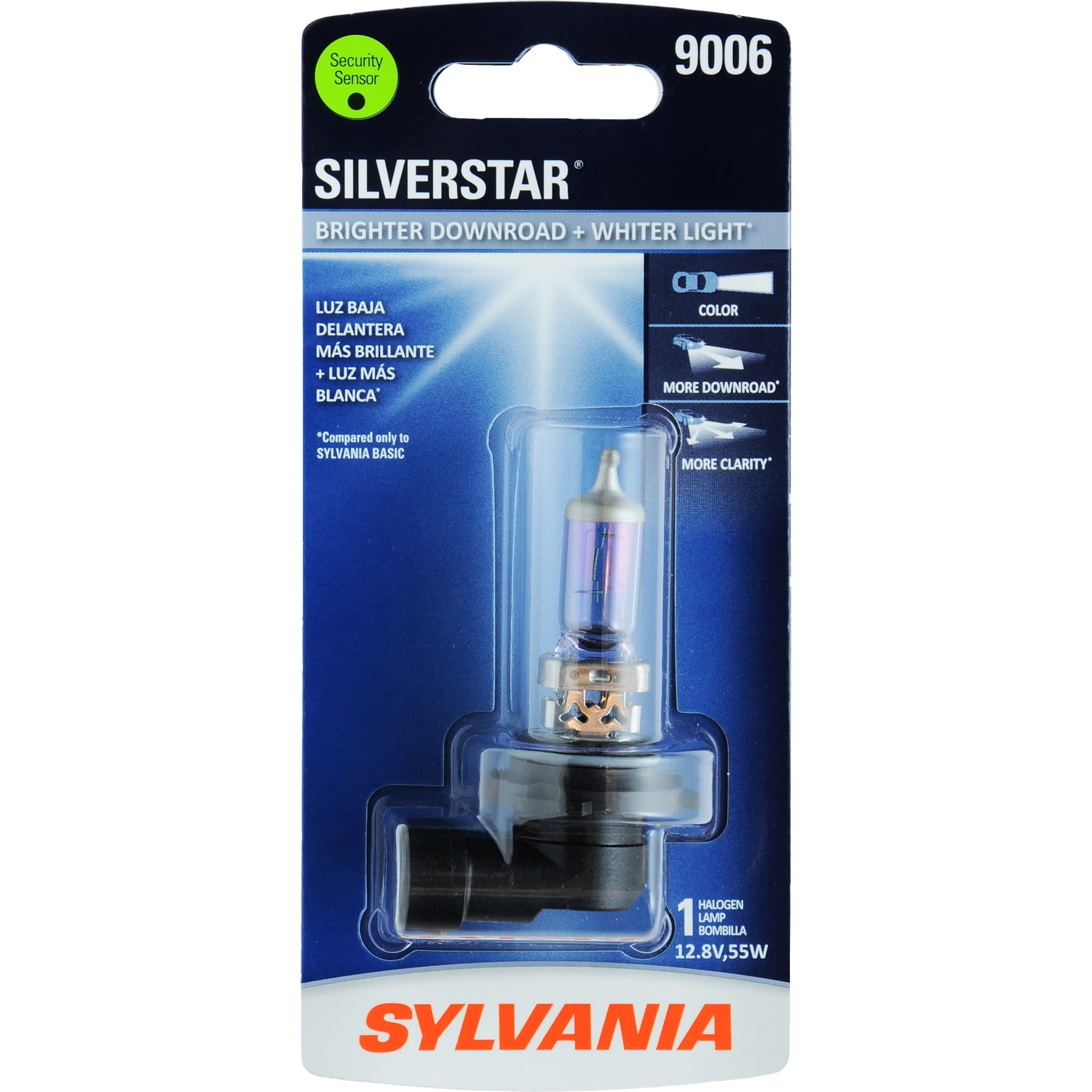 Sylvania 9006 SilverStar Auto Halogen Headlight Bulb, Pack of 1.