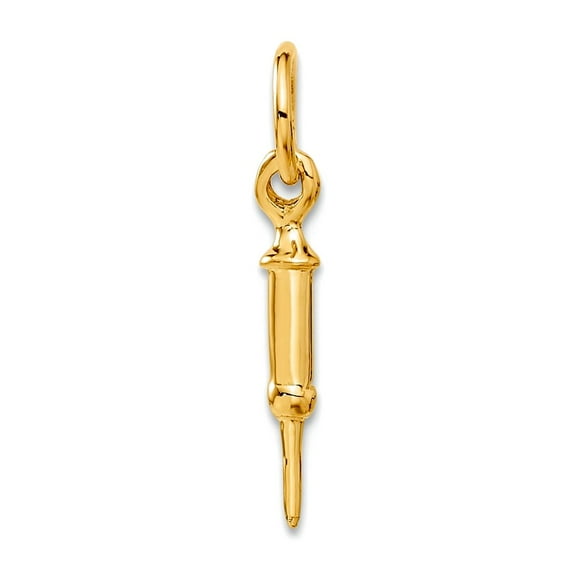14k Yellow Gold Solid Polished Doctors Syringe Charm 17x2mm Pendant Necklace for Women - .4 Grams