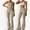 Tan, variant on Women's Flared Halter Neck Jumpsuit Convert to High Waist Flared Yoga Pants- Large, Dark Gray