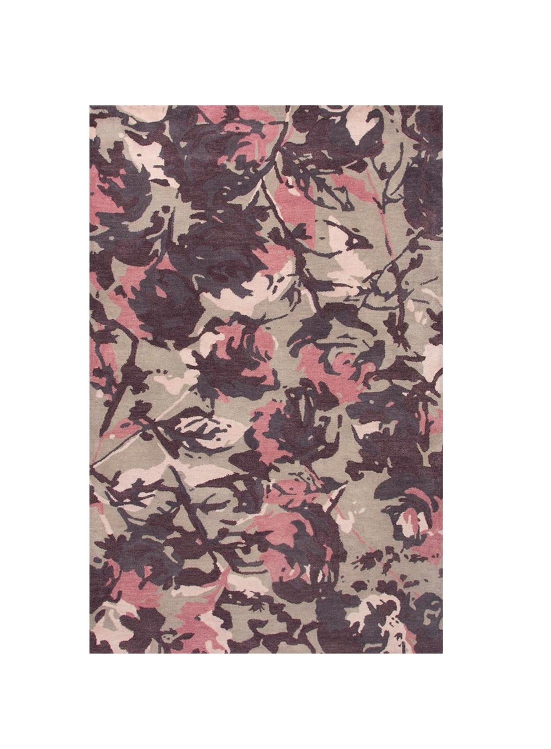 8 X 11 Slate Gray Plum Purple And Midnight Blue Abstract Floral Hand Tufted Wool Area Throw Rug Walmart Com Walmart Com