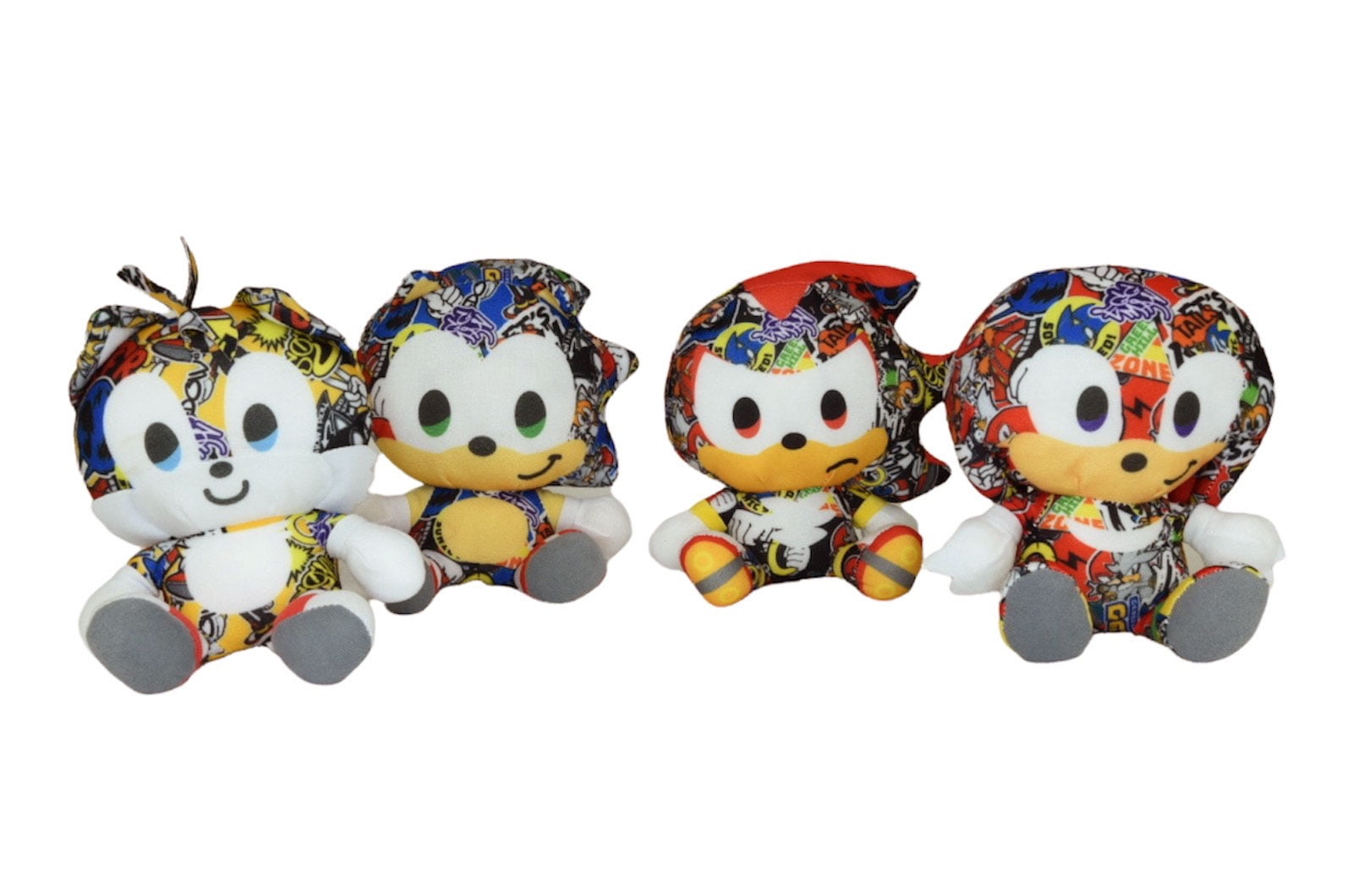 Sonic the Hedgehog 7 Inch Sonic, Shadow, Knuckles and Tails Stuffed Plush  Toy Set of 4 