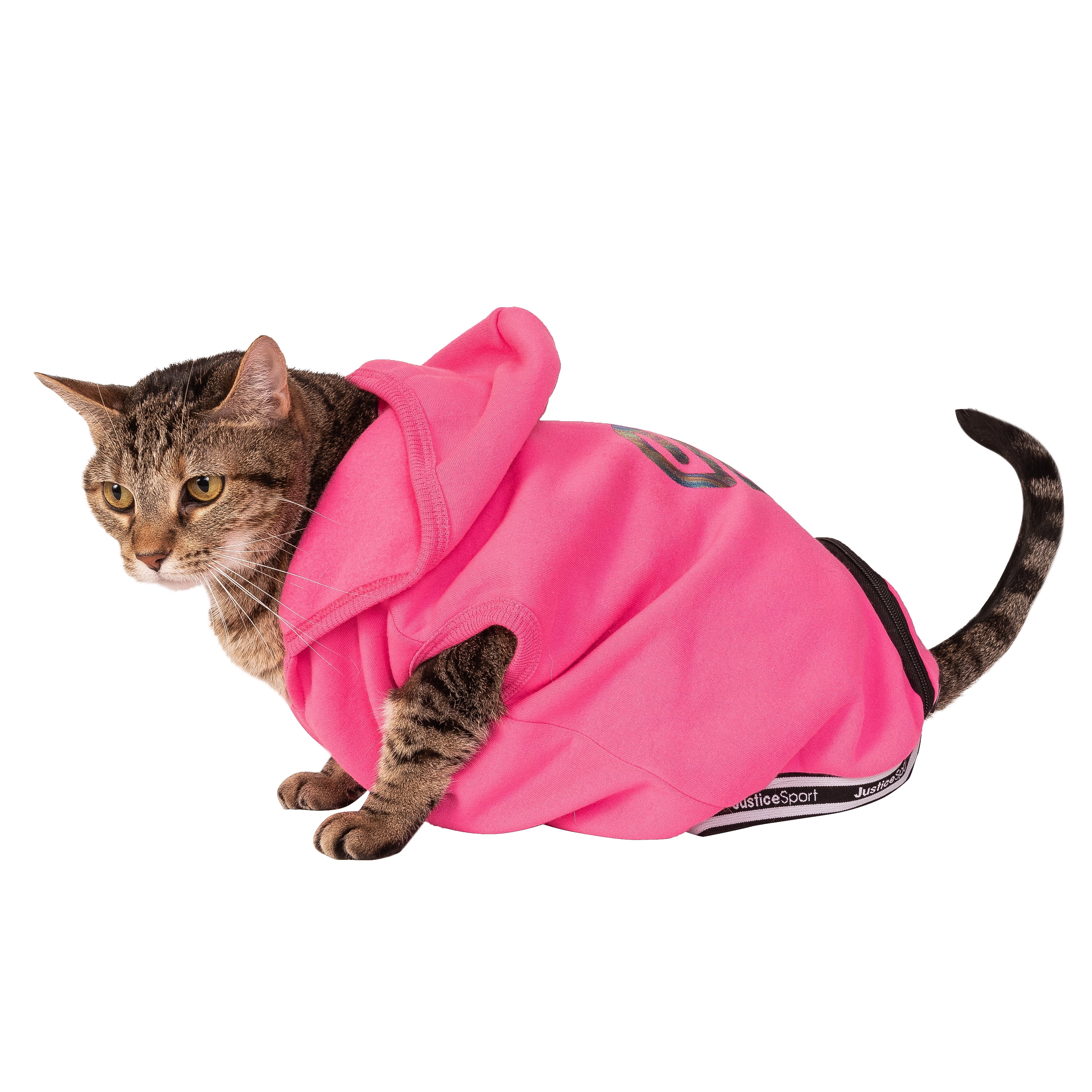 Justice Pet Wastebag Dispensing Pocket Fleece Heart Dog Hoodie, Pink, L