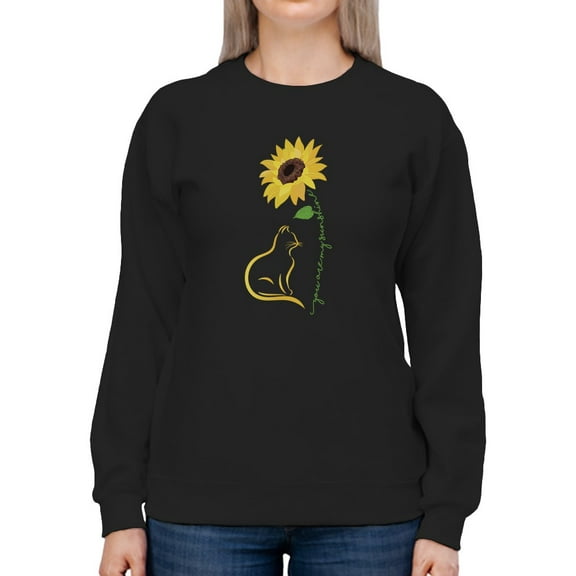 Yellow Cat Under A Big Sunflower Women Sweatshirt, Female x-Large