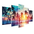 thumbnail image 3 of Landscape 5 Panels Acrylic Glass Wall Art, Palm Tree Silhouettes Tropical Beach Island Sunset Romance Colorful Coastal Sky, Accent for Living Room, Bedroom, Dorm, 60" x 30", Multicolor, by Ambesonne, 3 of 5