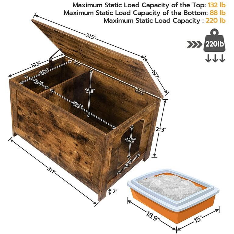  DINZI LVJ Litter Box Enclosure, Flip-Top Enclosed