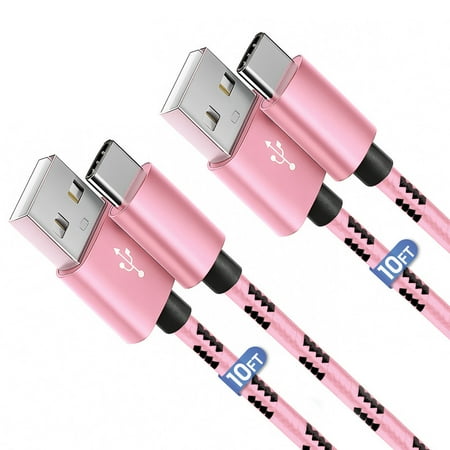 Afflux 2 Pack USB-A to USB-C Fast Charger Braided Type C Cable Compatible with iPhone 17 / 16 / 15 Pro Max Plus Air  Samsung Galaxy S25 S24 S23 Ultra  Google Pixel  iPad Pro  Universal (10ft  Pink) price history on PriceWatchPro