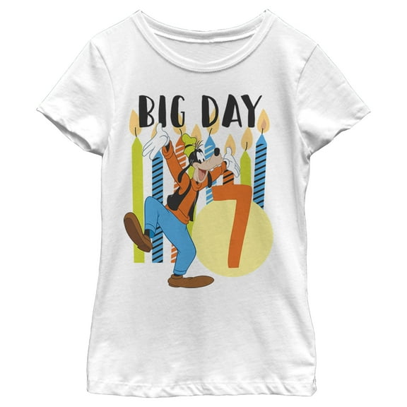 Girl's Mickey & Friends Goofy 7th Birthday  Graphic Tee White X Small