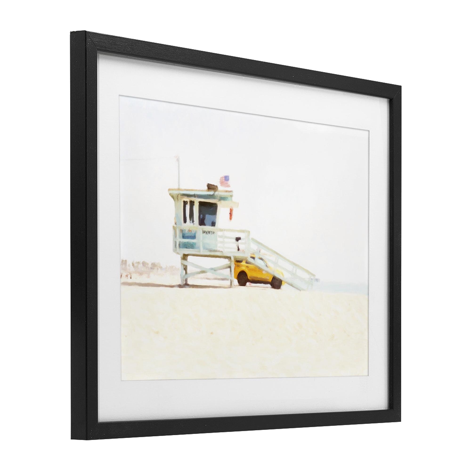 Stupell Industries Soft Light Lifeguard Station Black Framed Print Under Glass, design by Kim Curinga