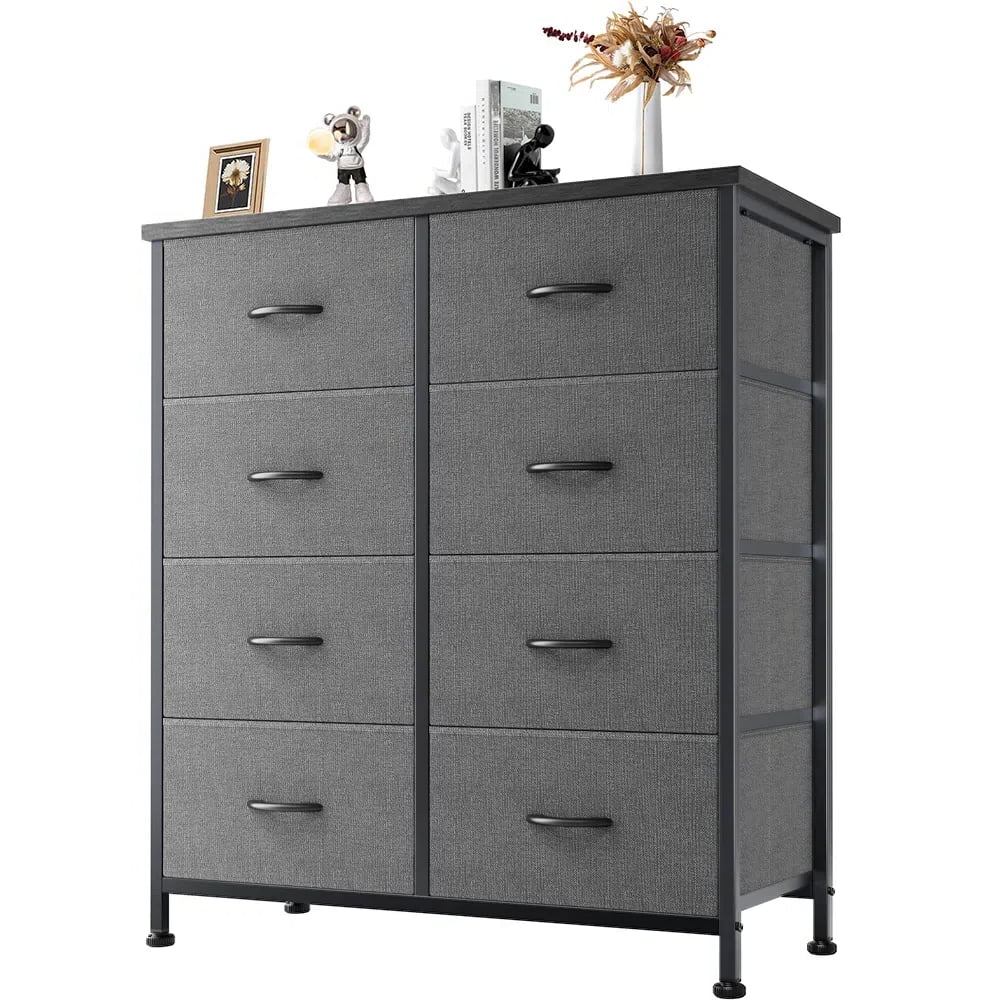 Gianna Chest of Dressers with 8 Fabric Drawers, Drawer Cabinet, Organization Furniture for Kitchen, Office, Hallway, Grey