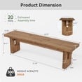 thumbnail image 3 of Finmind 63" Solid Wood Bench, Extra Long Farmhouse Dining Bench for Entryway, Kitchen, Bedroom, Natural Brown, 3 of 8