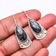 Picasso Jasper - Utah 925 Silver Plated Two Tone Earring 1.72" E_9275_189_13, Valentine's Day Gift, Birthday Gift, Beautiful Jewelry For Woman & Girls