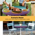 thumbnail image 6 of Elastic Fitted Round Tablecloth, Teal Purple Ombre Waterproof Stretch Table Cover for 36"-44" Tables, Turquoise Gradient Modern Abstract Art Washable Outdoor Tablecloths for Patio, Picnic, Camping, 6 of 9