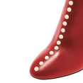 thumbnail image 3 of YDN Women Studded Pearls Slim High Heel Booties Pointed Toe Side Zipper Ankle Boots Fashion Dressy Party Shoes Size 7 Red, 3 of 5