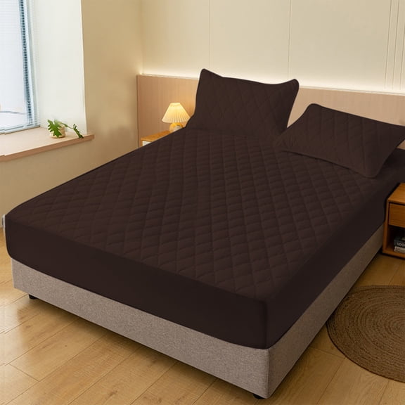 Konghyp Waterproof Bed Sheet Non-slip Fitted Cover Soft Fibre Mattress Protector for Great Sleep Experience, Stain Resistant, Washable and Durable, Ultimate Comfort and Flexibility