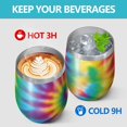 thumbnail image 4 of 12oz Stemless Wine Tumblers Rainbow Tie Dye Spiral Pattern Vacuum Insulated Stainless Steel Travel Tumbler Cups Mug with Lid and Straw for Champaign,Cocktail,Beer with Cleaning Brush, 4 of 5