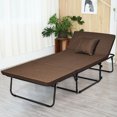 thumbnail image 4 of Costway Folding Sleeper Bed Ottoman Lounge Chair w/6 Position Adjustment Brown, 4 of 10