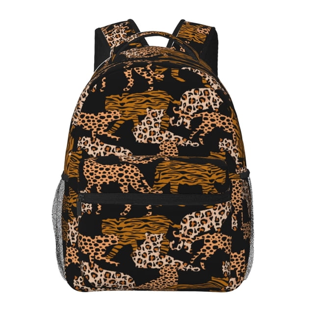 Disketp Leopard Print Mochila Estampada para Hombre y Mujer – Mochila Ligera Clásica con Múltiples Bolsillos para Universidad, Trabajo y Viajes-One Size