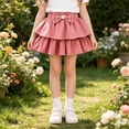 thumbnail image 4 of CHEEREAM Mini Skirt For Kids Flowy High Waisted Bow Tie Ruffle Hem Short Skirts Girls Cute Boho A-Line Layered Beach Skirt, 4 of 9