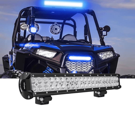Nilight 20 Inch Blue LED Light Bar 126W Spot Flood Combo Beam Off-Road Driving Light for Truck UTV Pickup Van Boat Emergency Use