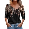 thumbnail image 2 of Dressy Casual Tops for Women Spring Fall Winter Floral Printed Irregular V Neck Long Sleeve Graphic Tee T Shirts (XX-Large, Black 04), 2 of 3
