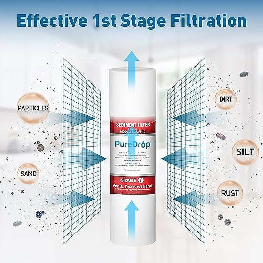 PDR-F6K Replacement Reverse Osmosis Water Filter Set for 6-Stage Under-Sink Water Filtration Systems with Alkaline Mineral Filter
