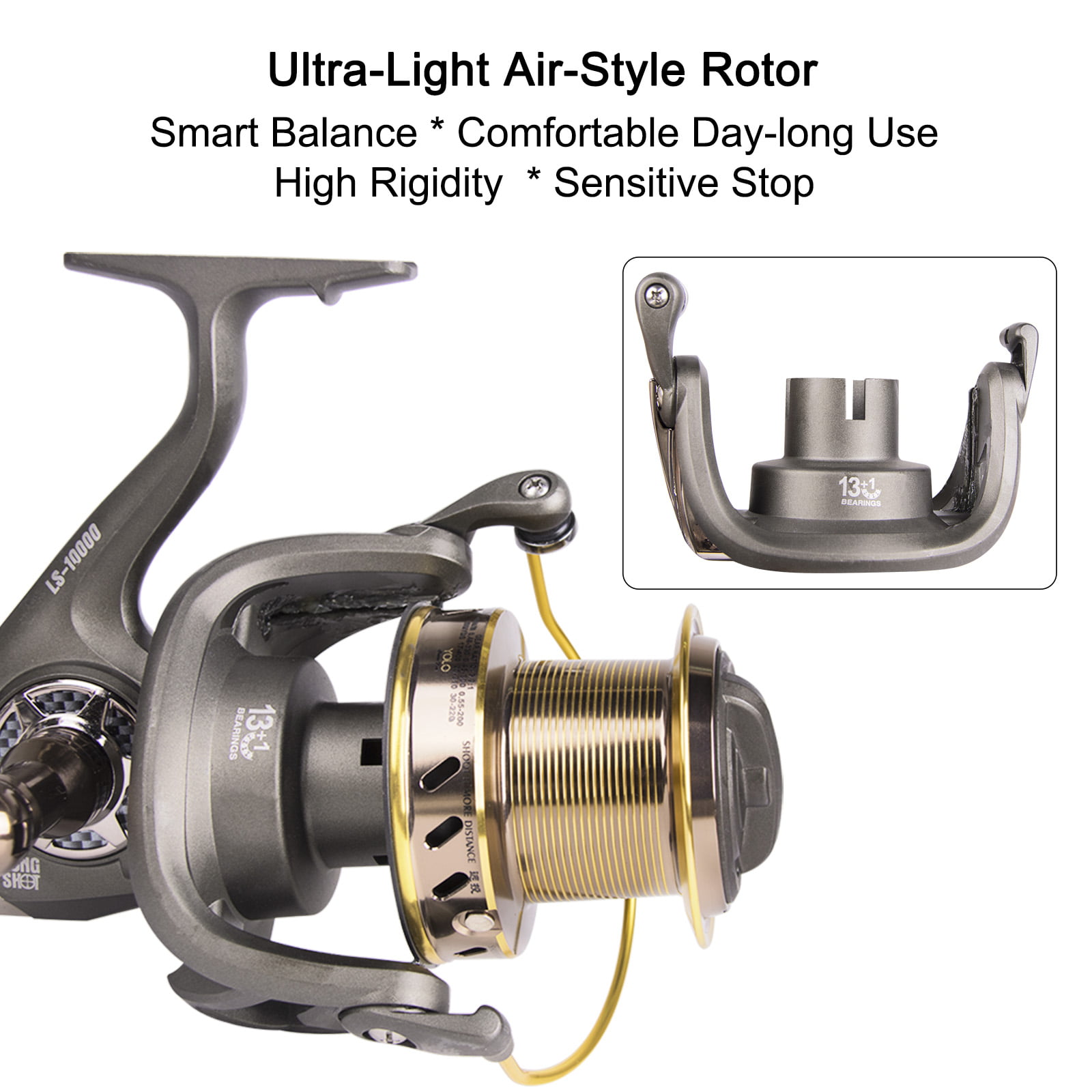 THKFISH Saltwater Spinning Reel 10000 Surf Fishing Reels Saltwater,13 +1  BB,45LB Max Drag,Ultra Smooth Heavy Duty Reel with CNC Aluminum Spool Reels