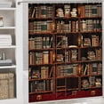 thumbnail image 5 of Rustic Mid Century Library 4 Pcs Waterproof Shower Curtain Set,Vintage Gothic Skull Antique Bookshelf with Waterproof Toilet Cover Shower Mat Rugs, 5 of 8
