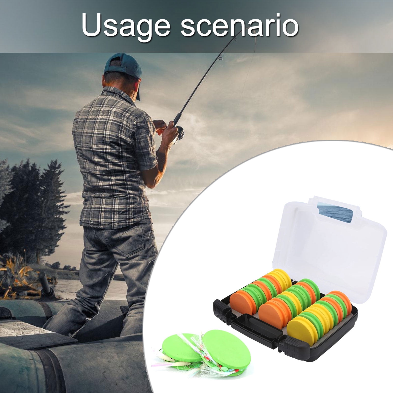 KUFptva 24Pcs Round Fishing Line Foam Spools Winding Board with Fishing Tackle Box Fishing Line Holder Storage Organizers