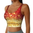 thumbnail image 2 of Goofa Red Gold Glitter Printed Sports Bras for Women, High Impact Running Bra Workout Crop Tank Tops Longline Sports Bra Push up-Small, 2 of 9
