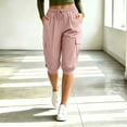 thumbnail image 2 of Capris Pants for Women Plus Size Beach Vacation Casual Loose 7/8 Length Pants with Pockets Summer High Waisted Drawstring Pants, 2 of 8