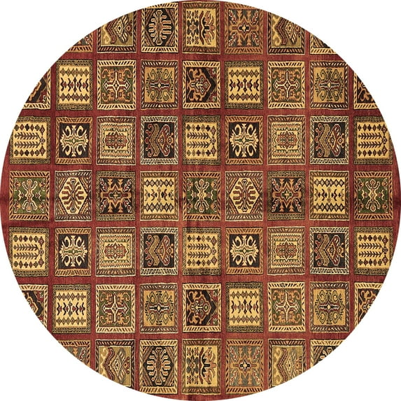 Ahgly Company Indoor Round Southwestern Brown Country Area Rugs, 4' Round