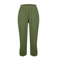 thumbnail image 6 of KPOPLK Linen Pants Women Wide Leg Palazzo Summer Flowy Pants Beach Vacation Clothes Elastic Waist Travel Trousers with Pockets Size XXL,AG, 6 of 8