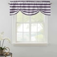 thumbnail image 2 of Tie Up Valances for Windows, Purple Grey Stripe Adjustable Valance Curtains Window Treatment for Living Room/Bedroom, Minimalist Farmhouse Striped Rod Pocket Kitchen Curtains & Drapes 54x18 Inch, 2 of 9
