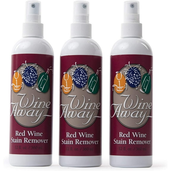 Wine Away Red Wine Stain Remover Spray - Natural Carpet and Upholstery Spot Cleaner, 12 Ounce, Pack of 3