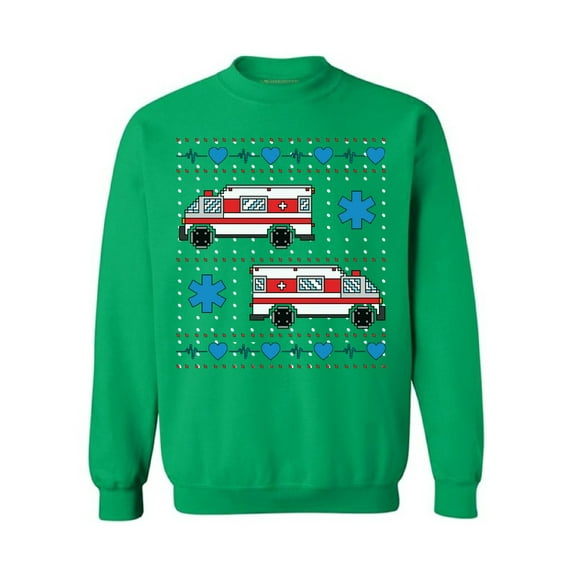 Awkward Styles Christmas Ambulance Truck Sweatshirt Ambulance Xmas Sweater Funny Christmas Gifts Emergency Medical Technician Christmas Sweater EMT Ambulance Crewneck Sweatshirt Xmas Party