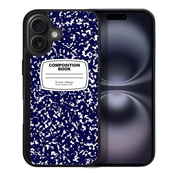 WIRESTER Shockproof Soft Rubber Cover Case for Apple iPhone 16 Plus 6.7" 2024, Blue Composition Book