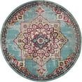 thumbnail image 2 of Unique Loom Medici Medallion Area Rug 8' x 8' Round Light Blue/Pink, 2 of 2