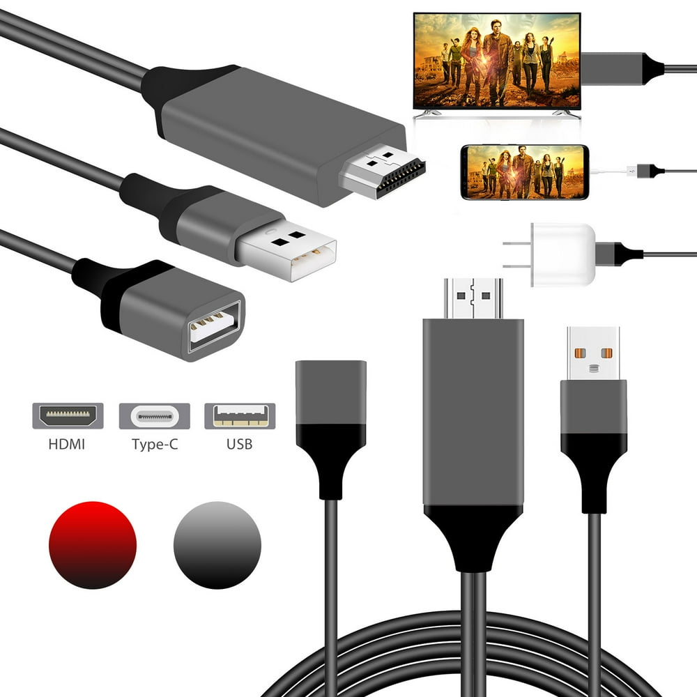 EEEkit 3 in1 USB to HDMI Cable w/USB Charging Port for iPhone, iPad