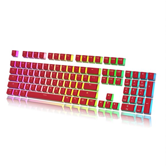 HK Gaming 108 Double Shot PBT Pudding Keycaps Ansi/ISO - OEM Profile Pudding Keyset 60% / 87 TKL / 104/108 MX Switches Backlit (Red)