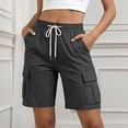 thumbnail image 2 of Horkkom Hiking Shorts Women Elastic Waist Drawstring Cargo Shorts Work Athletic Travel Shorts with Pockets XL, 2 of 10