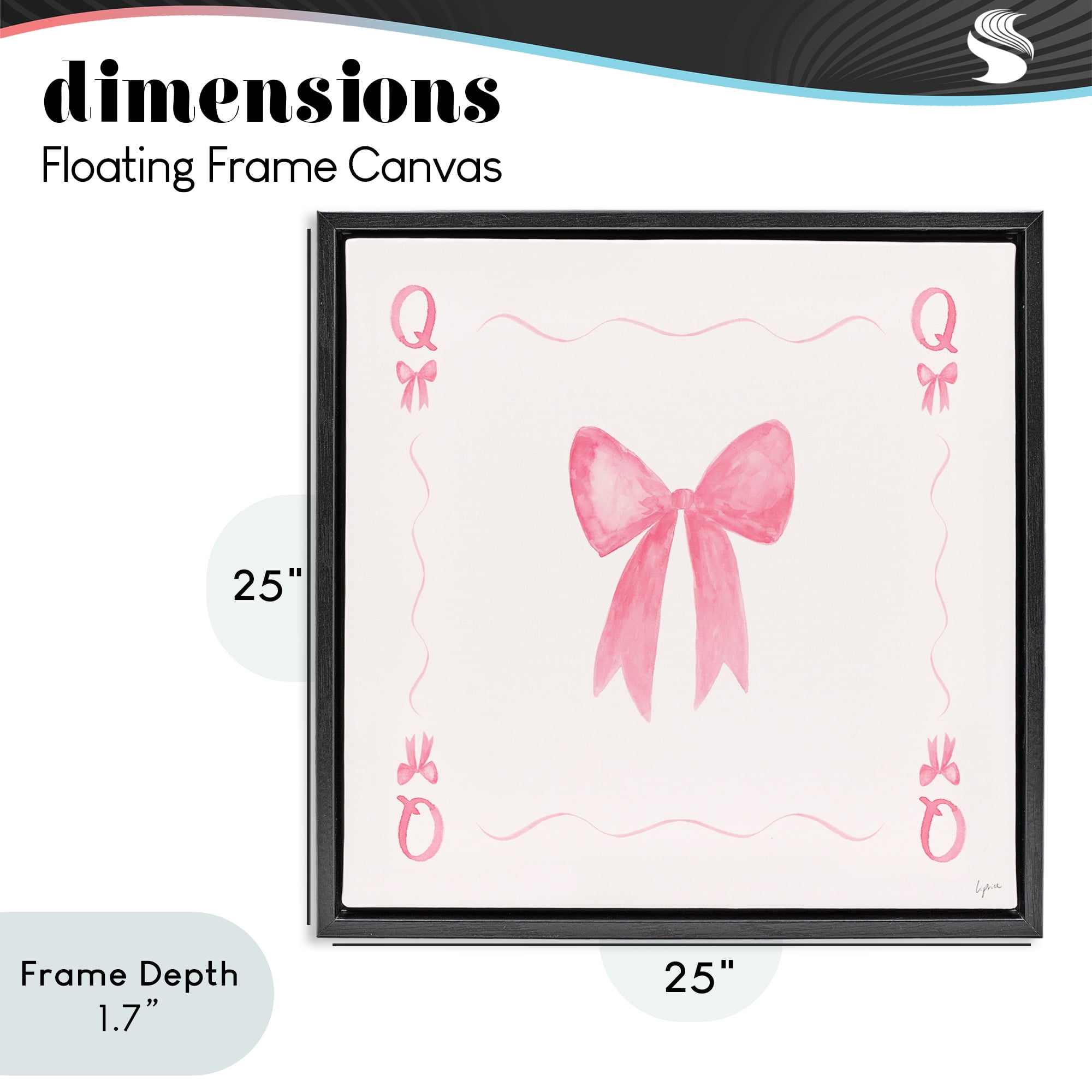 Stupell Industries Queen of Ribbons Card Black Framed Floater Canvas Wall Art, design by Lucille Price