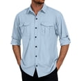 thumbnail image 6 of Men's Quick Dry Long Sleeve Shirt UPF 50+ Sun Protection Lightweight Breathable Fishing Hiking Casual Daily Camping Outdoor Travel Athletic Top with Pockets | TOPLIU,Light Blue M, 6 of 9