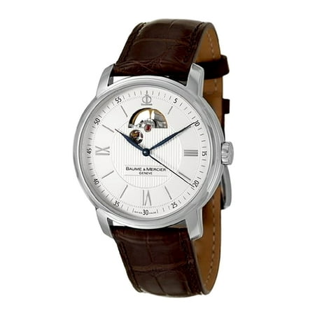 Executive Silver Dial BAUME & MERCIER Classima Executives, Brown Strap, Round Silver Tone Dial, Men's 38 Hour Power Reserve Watch MOA08688 ()