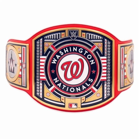 Washington Nationals Championship Belt Metal Plates Hand-Tooled Leather Strap Adult Size Collectible
